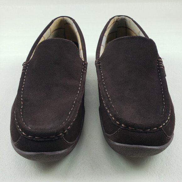 Kuru Loft Suede Moccasin Slipper Mens 12.5 Brown Slip On Rubber Sole House Shoe - Picture 4 of 12